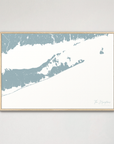 The Hamptons Coastal Map — Canvas Horizontal, soft-blue, Natural Oak
