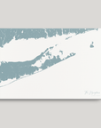 The Hamptons Coastal Map — Canvas Horizontal, soft-blue, No Frame