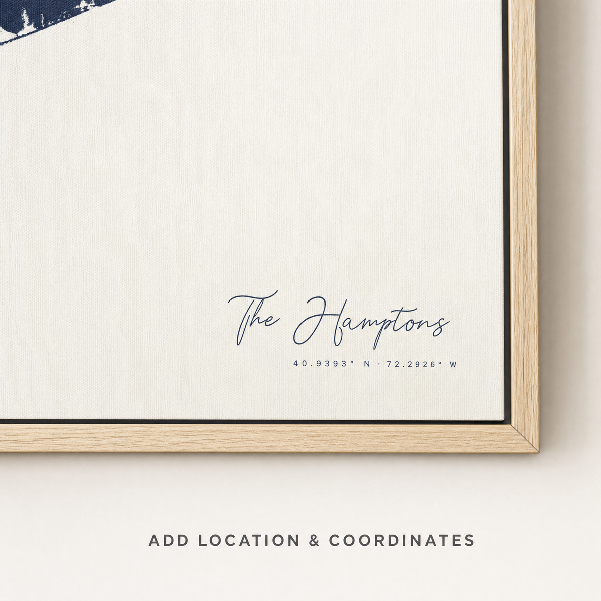 The Hamptons canvas map — location and coordinates customization