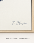 The Hamptons canvas map — location and coordinates customization