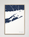 The Hamptons Coastal Map — Canvas Vertical, navy, Natural Oak
