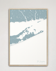 The Hamptons Coastal Map — Canvas Vertical, soft-blue, Natural Oak