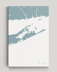 The Hamptons Coastal Map — Canvas Vertical, soft-blue, No Frame