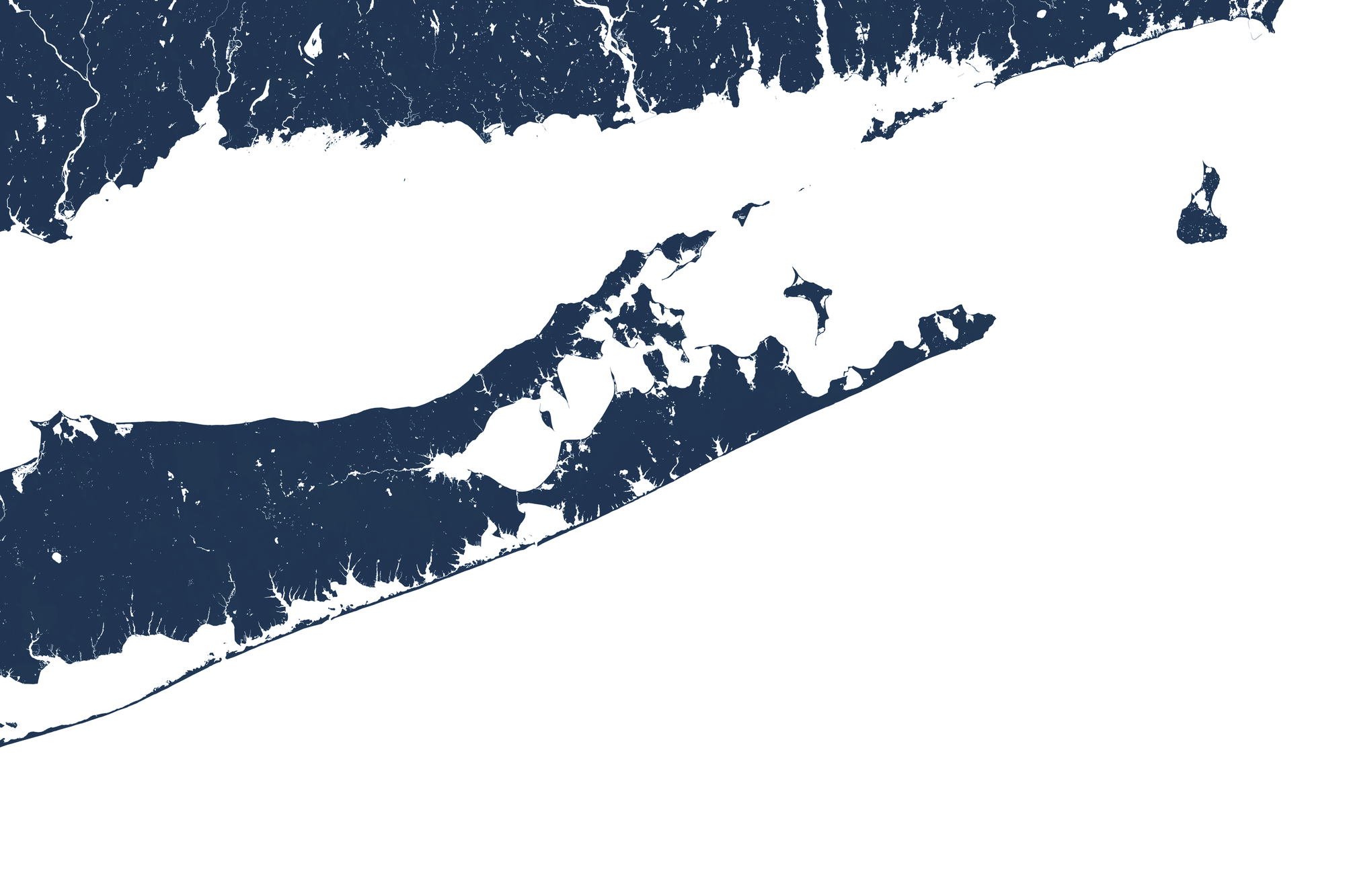 The Hamptons Coastal Map — Fine Art Print Horizontal, navy, No Frame, 10x8