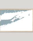 The Hamptons Coastal Map — Fine Art Print Horizontal, soft-blue, Oak, 10x8