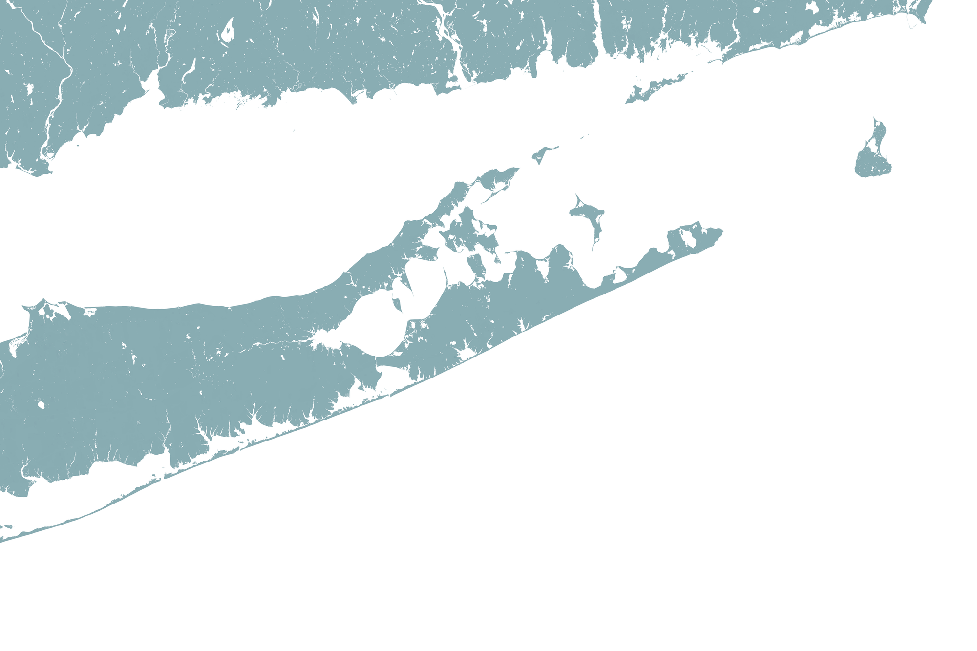 The Hamptons Coastal Map — Fine Art Print Horizontal, soft-blue, No Frame, 10x8