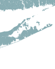 The Hamptons Coastal Map — Fine Art Print Horizontal, soft-blue, No Frame, 10x8
