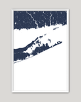 The Hamptons Coastal Map — Fine Art Print Vertical, navy, White Frame, 8x10