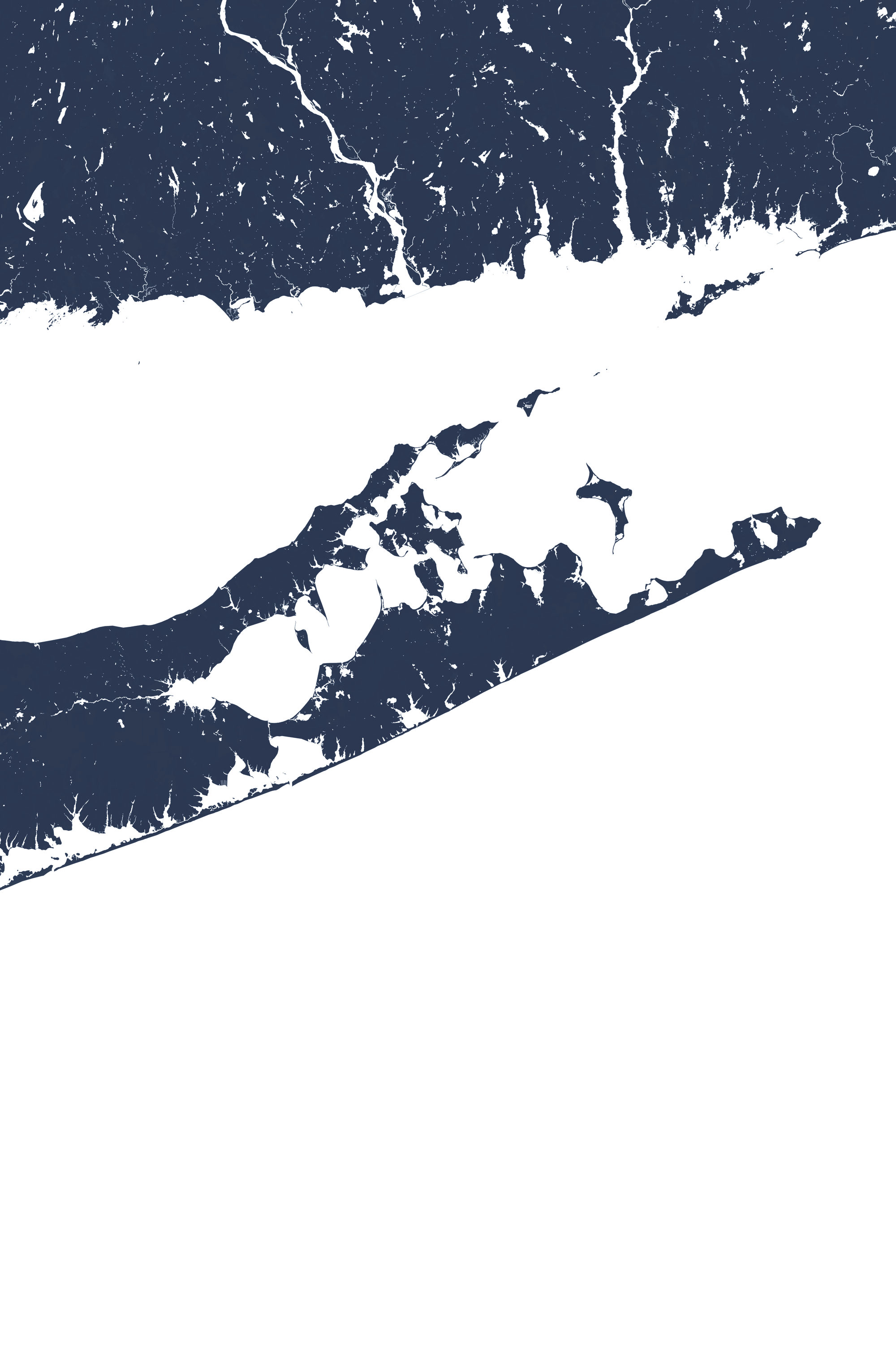 The Hamptons Coastal Map — Fine Art Print Vertical, navy, No Frame, 8x10