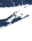 The Hamptons Coastal Map — Fine Art Print Vertical, navy, No Frame, 8x10