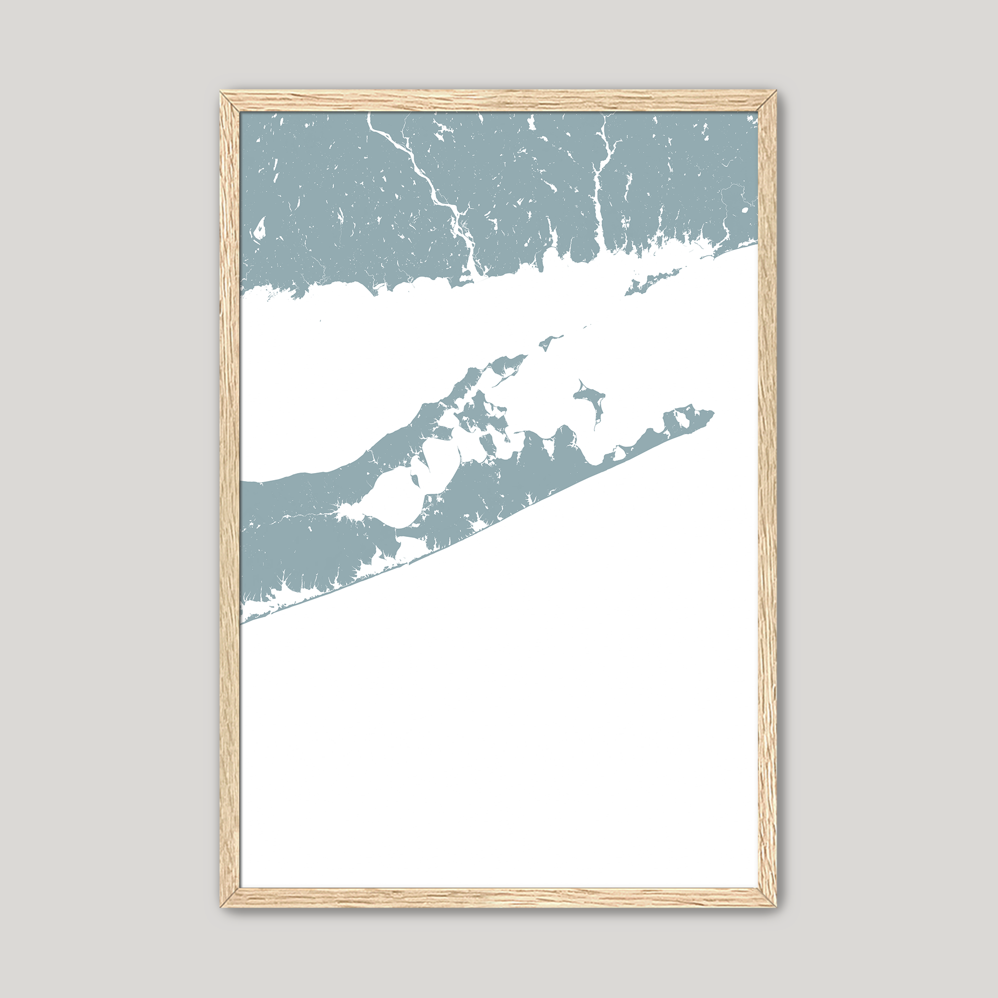 The Hamptons Coastal Map — Fine Art Print Vertical, soft-blue, Oak, 8x10