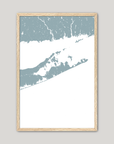 The Hamptons Coastal Map — Fine Art Print Vertical, soft-blue, Oak, 8x10