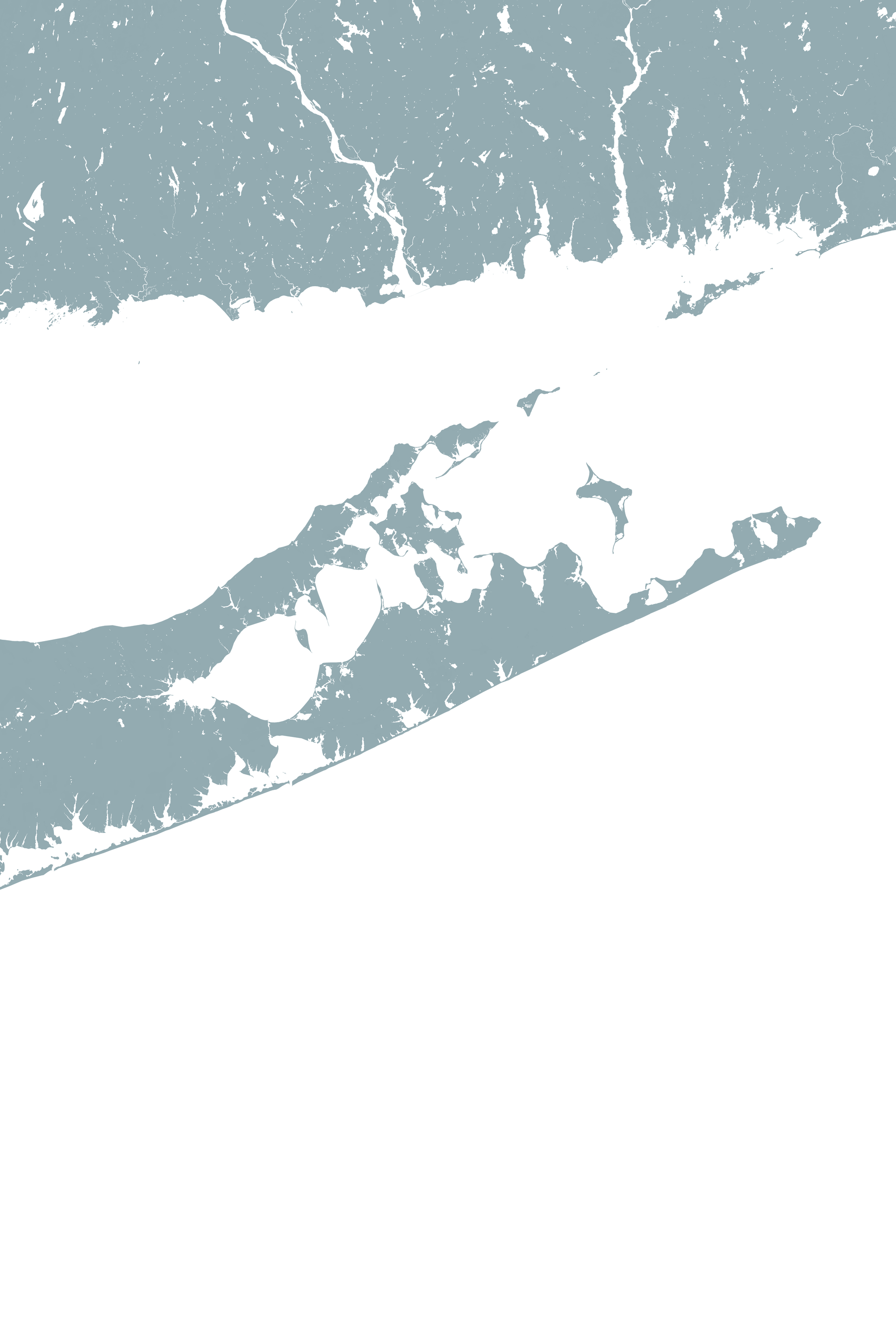 The Hamptons Coastal Map — Fine Art Print Vertical, soft-blue, No Frame, 8x10