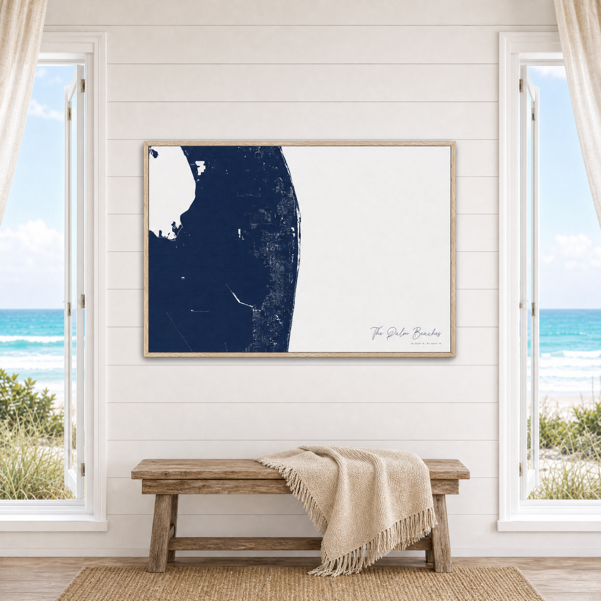 The Palm Beaches canvas map — window-scene interior