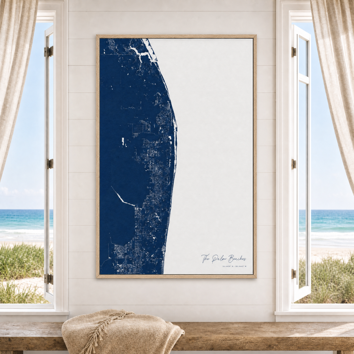 The Palm Beaches canvas map — window-scene interior