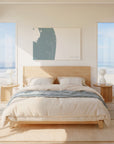 The Palm Beaches soft blue horizontal wrapped canvas map in the ratio 3:2 hand mockup