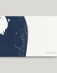 The Palm Beaches Coastal Map — Canvas Horizontal, navy, No Frame
