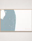 The Palm Beaches Coastal Map — Canvas Horizontal — soft-blue, Light Wood