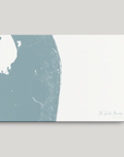 The Palm Beaches Coastal Map — Canvas Horizontal, soft-blue, No Frame