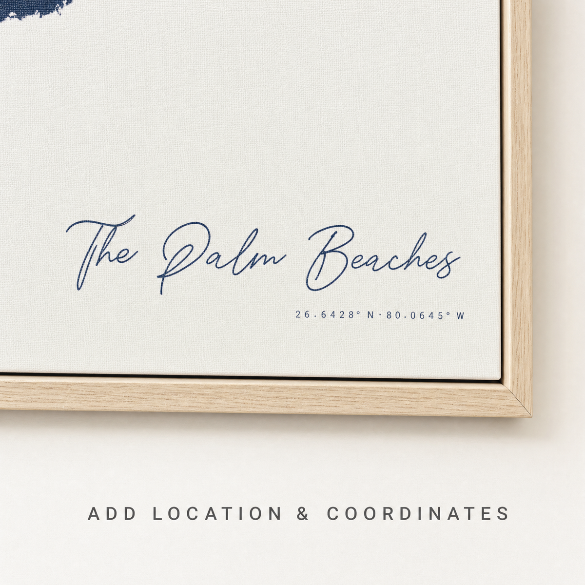 The Palm Beaches canvas map — location and coordinates customization