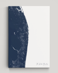 The Palm Beaches Coastal Map — Canvas Vertical, navy, No Frame
