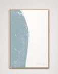 The Palm Beaches Coastal Map — Canvas Vertical — soft-blue, Light Wood