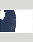 The Palm Beaches Coastal Map — Fine Art Print Horizontal, navy, White Frame, 10x8