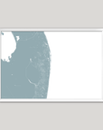 The Palm Beaches Coastal Map — Fine Art Print Horizontal, soft-blue, White Frame, 10x8