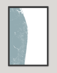 The Palm Beaches Coastal Map — Fine Art Print Vertical, soft-blue, Black Frame, 8x10