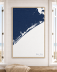 Topsail Island canvas map — window-scene interior