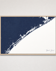 Topsail Island Coastal Map — Canvas Horizontal — navy, Light Wood