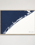Topsail Island Coastal Map — Canvas Horizontal, navy, Natural Oak