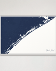 Topsail Island Coastal Map — Canvas Horizontal, navy, White Frame