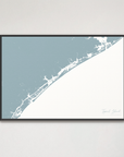 Topsail Island Coastal Map — Canvas Horizontal, soft-blue, Black Frame