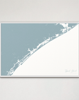 Topsail Island Coastal Map — Canvas Horizontal, soft-blue, White Frame