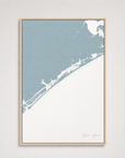 Topsail Island Coastal Map — Canvas Vertical — soft-blue, Light Wood