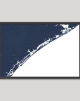 Topsail Island Coastal Map — Fine Art Print Horizontal, navy, Black Frame, 10x8