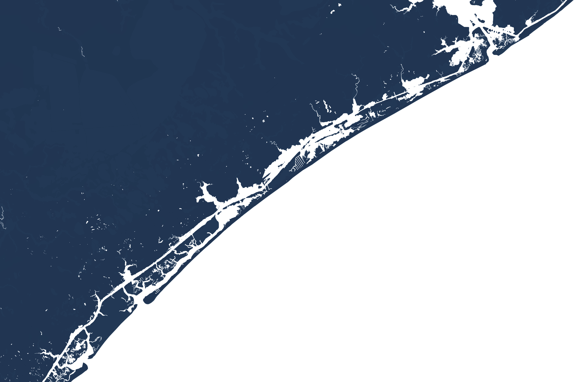 Topsail Island Coastal Map — Fine Art Print Horizontal, navy, No Frame, 10x8
