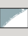 Topsail Island Coastal Map — Fine Art Print Horizontal, soft-blue, Black Frame, 10x8