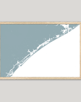 Topsail Island Coastal Map — Fine Art Print Horizontal, soft-blue, Oak, 10x8