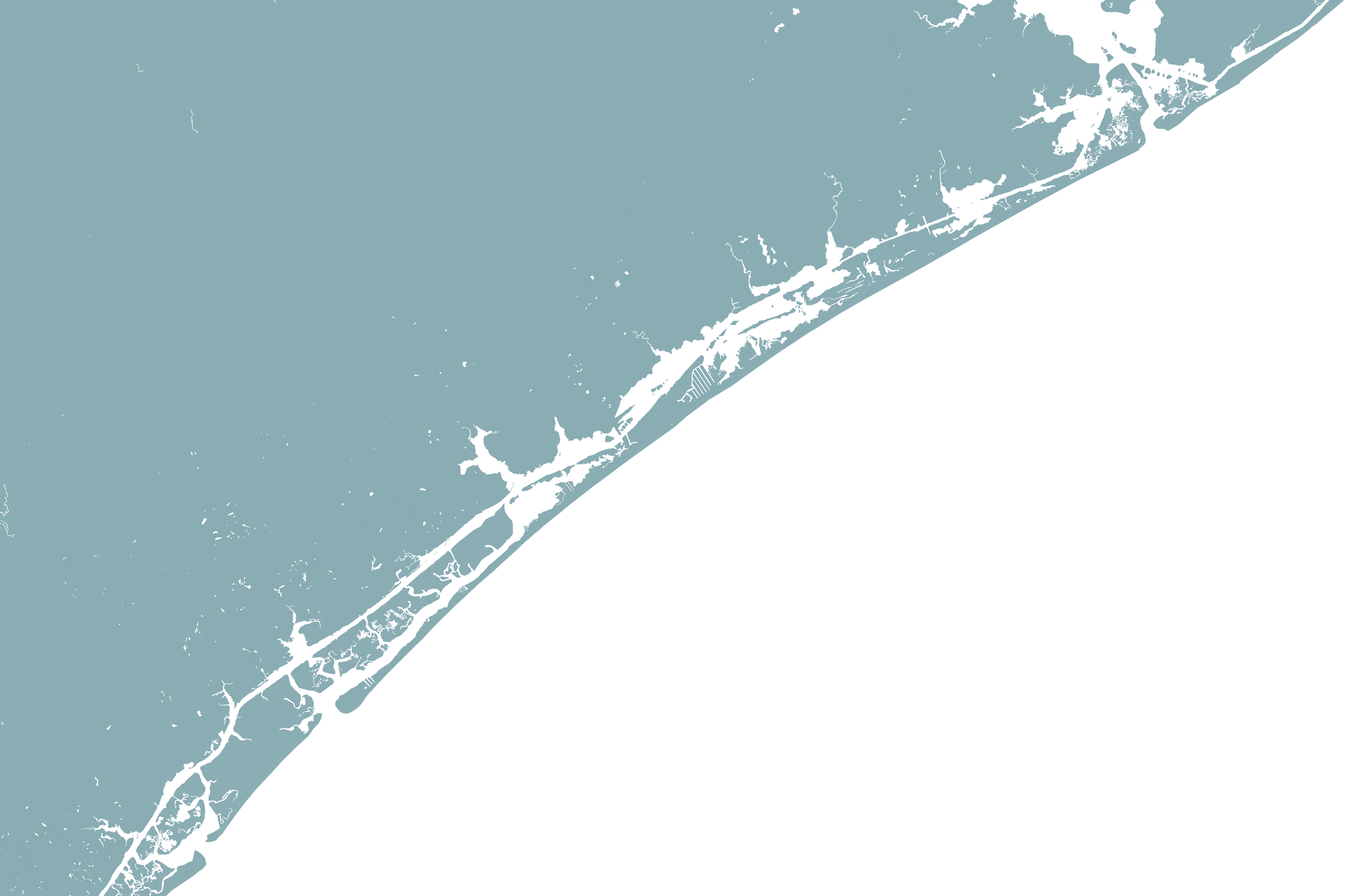 Topsail Island Coastal Map — Fine Art Print Horizontal, soft-blue, No Frame, 10x8