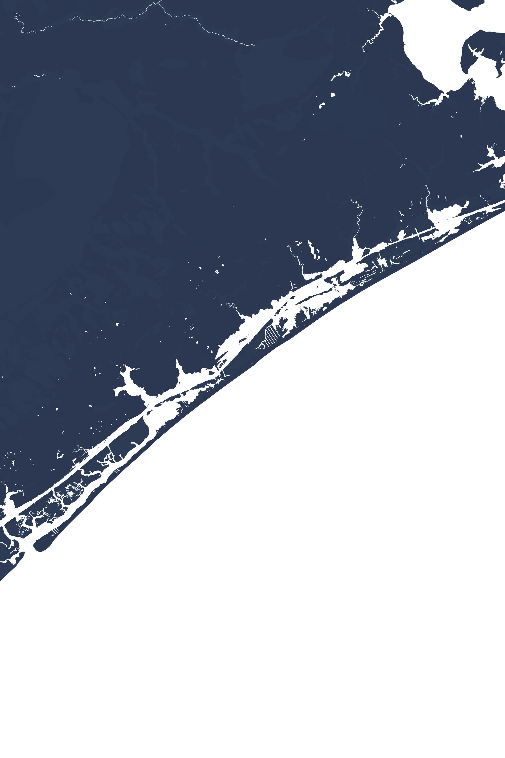 Topsail Island Coastal Map — Fine Art Print Vertical, navy, No Frame, 8x10