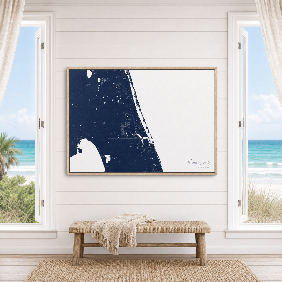 Treasure Coast canvas map — window-scene interior