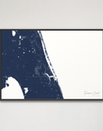 Treasure Coast Coastal Map — Canvas Horizontal, navy, Black Frame