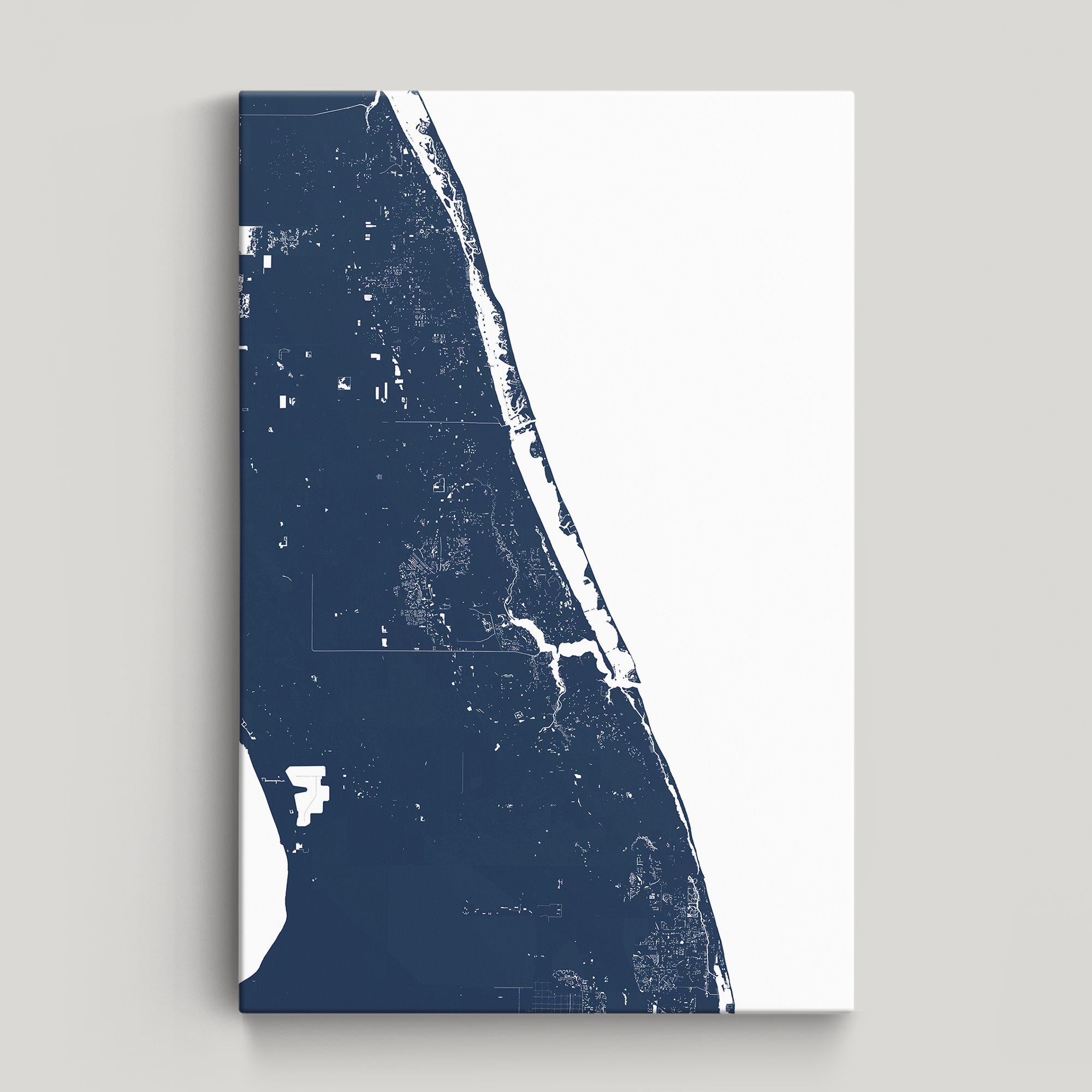 Treasure Coast Coastal Map — Canvas Vertical, navy, No Frame, 16x24