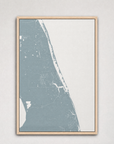 Treasure Coast Coastal Map — Canvas Vertical — soft-blue, Light Wood