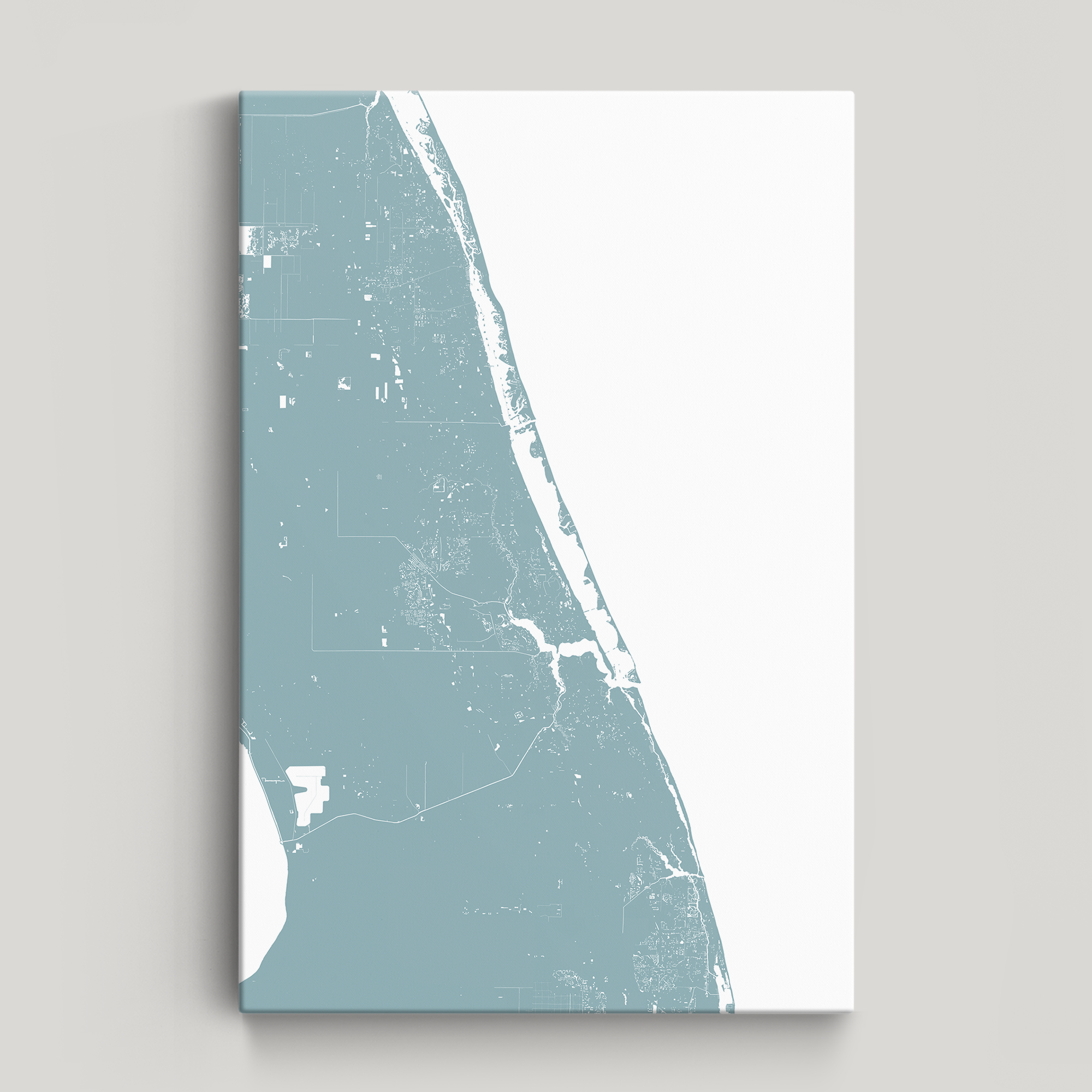 Treasure Coast Coastal Map — Canvas Vertical, soft-blue, No Frame, 16x24