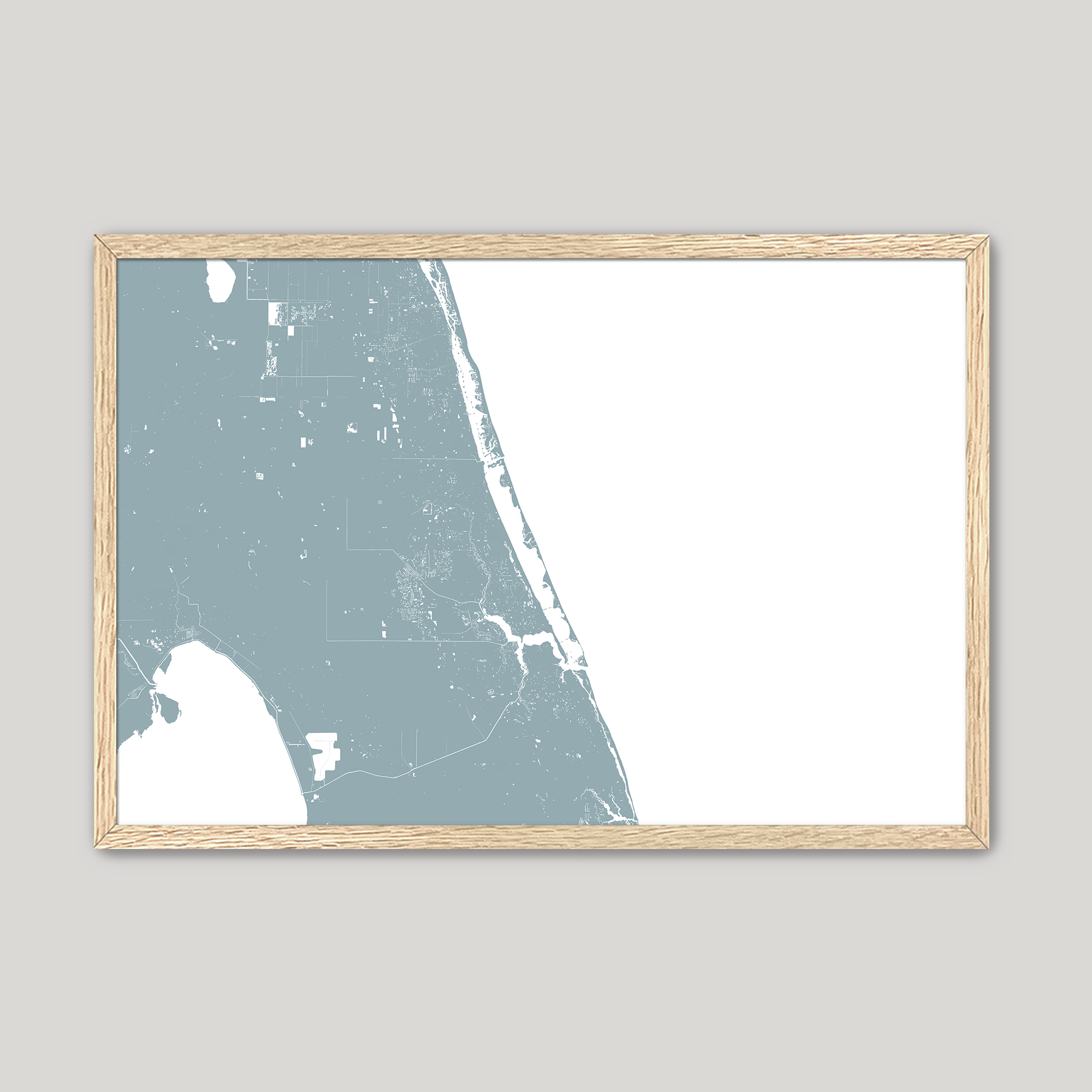 Treasure Coast Coastal Map — Fine Art Print Horizontal, soft-blue, Oak, 10x8