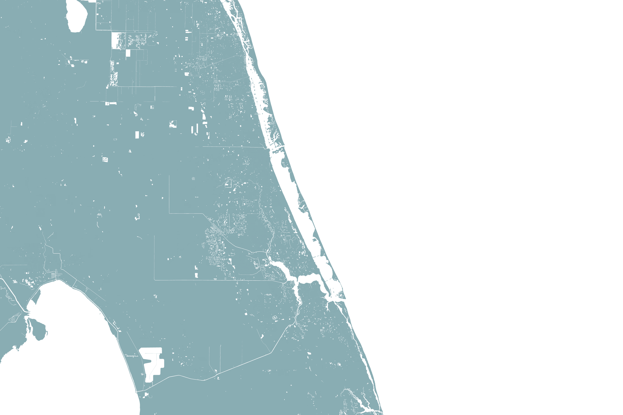 Treasure Coast Coastal Map — Fine Art Print Horizontal, soft-blue, No Frame, 10x8