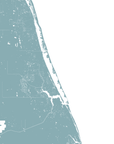 Treasure Coast Coastal Map — Fine Art Print Horizontal, soft-blue, No Frame, 10x8